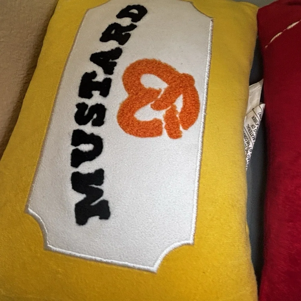 Ketchup And Mustard Packets Pillow Set Fun Food Condiment Home Decor Soft Fuzzy